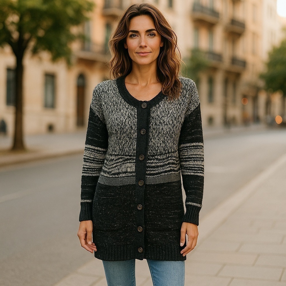 Rachel Roy Multi Color Cable-Knit Tunic Sweater